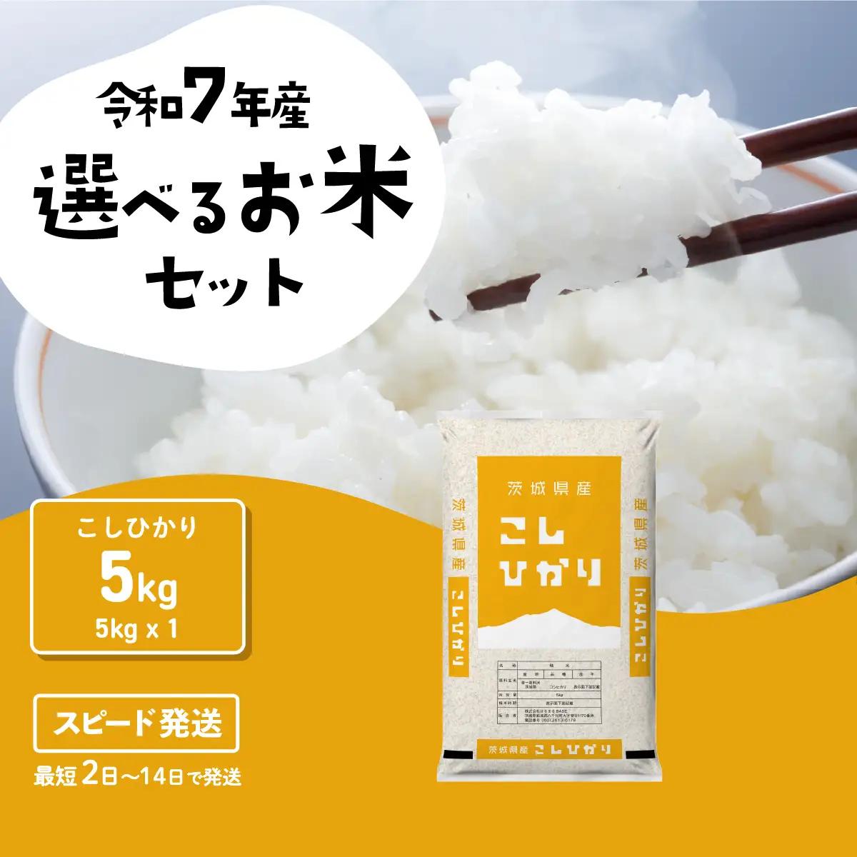【令和7年産】コシヒカリ 5kg スピード発送 精米 5kg x 1袋 白米 茨城県 八千代町