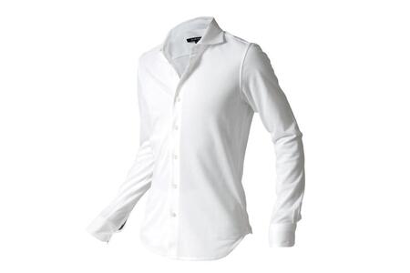 DJS-002 decollouomo メンズドレスシャツ長袖（生地／コンコルド）ピュアホワイト／Sサイズ