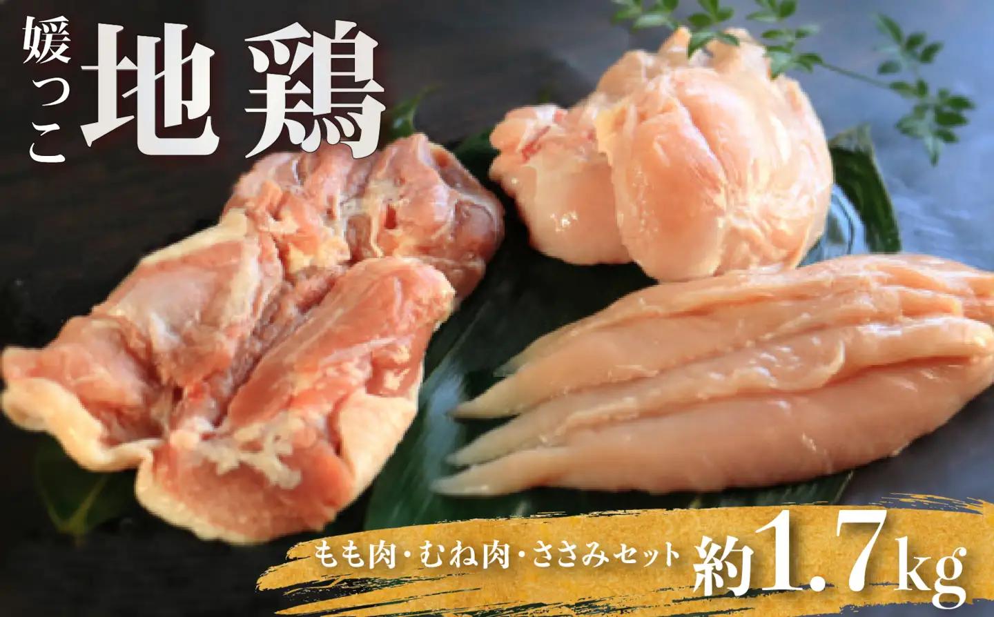 媛っこ地鶏 もも肉 むね肉 ささみ 約1.7kg ローカルスタンダード