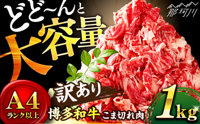 【たっぷり大容量！】博多和牛 牛肉 切り落とし 1kg（500g×2P）＜株式会社MEAT PLUS＞那珂川市 肉 牛肉 黒毛和牛 牛切り落とし [GBW001]