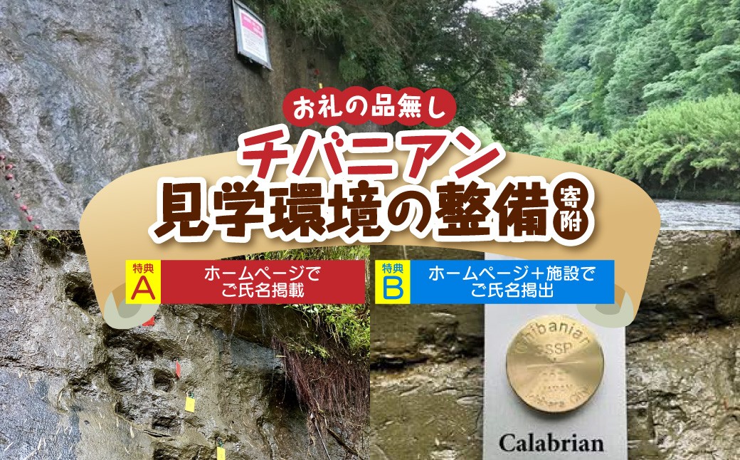 
                  【選べる・お礼の品なし】 チバニアン見学環境の整備 特典Aコース / 特典Bコース チバニアン お礼の品なし 寄附のみ 
                