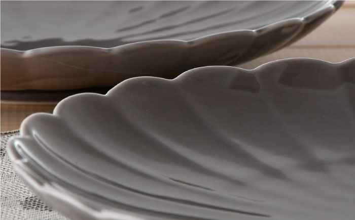 【波佐見焼】RINKA 21.5cm プレート 2枚セット グレー【長十郎窯】 [AE32]