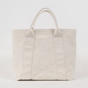 T03040_2　【トラック幌用の糸を使用】シンプル自立トート（ホワイト）　/国産4号帆布　　[B-tote2 S]