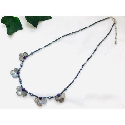 ふるさと納税 小山市 天然石ラブラドライトのフリルネックレス |  | 01