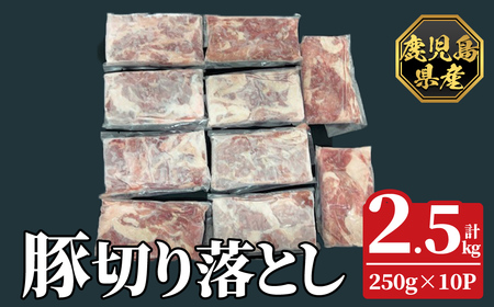 K-618-B 鹿児島県産豚切り落とし 真空パック250g×10P(計2.5kg)【ハピネス】霧島市 肉 豚肉 豚 精肉 鹿児島県産 切り落とし セット 小分け 冷凍