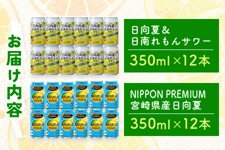 南国宮崎県特産「日向夏」でつくった酎ハイ 2種飲み比べセット 350ml×24本