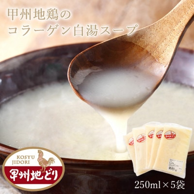 
旨味が凝縮!希少な甲州地どりコラーゲンスープ 250ml×5袋 山梨ブランド地鶏の濃厚白湯【1387200】
