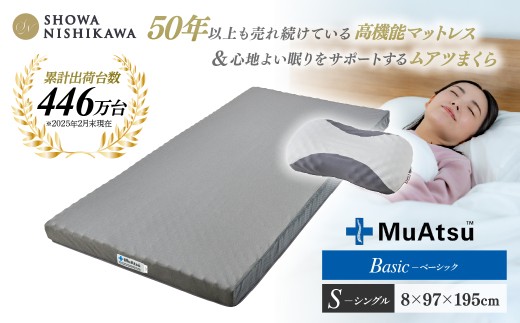 【昭和西川マットレス＆まくらセット】 ムアツマットレス ベーシック シングル ＋ ムアツまくらMP2100｜マットレス シングル 寝具 ベッド おすすめ まくら 枕 セット 高級 オススメ 人気 品質 高反発ウレタン 楽 寝る 姿勢改善 寝姿勢 背骨 不眠 不眠解消 昭和西川 通気性 人気 布団 ふとん 敷布団 睡眠 快適 熟睡 快眠 引越し 健康 寝心地 バランス 睡眠環境 有名 埼玉県 草加市