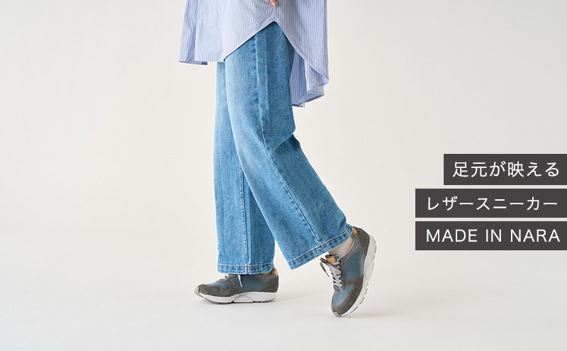 MIDFOOT ( ミッドフッド ) 婦人靴 レザースニーカー MF001JL ( グレー ) 4E ファッション シューズ レディース お洒落 レザーシューズ エコレザー 快適 履き心地  BN003 24.5cm