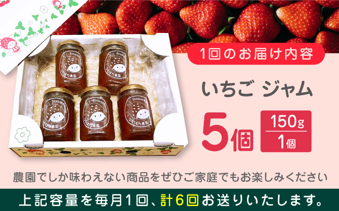 【限定数量】【全6回定期便】熊本県産 いちごジャム ( 150g × 5個 ) 小分け 熊本 山都町 常温【なかはた農園】[YBI036]