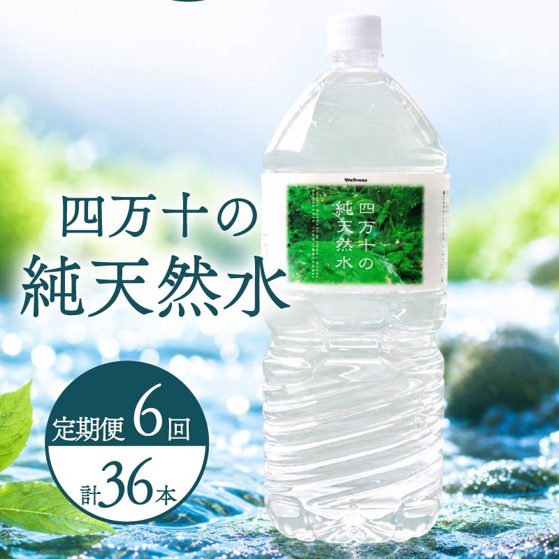 四万十の純天然水 2L × 6本 定期便6回 計36本 ミネラルウォーター 天然水 ペットボトル 水 2リットル 四万十川 2年保存 水 軟水 セット 四万十 長期保存水 備蓄水 備蓄用 防災 非常災