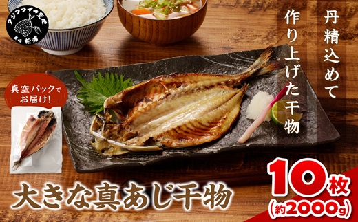 大きな真あじ干物　10枚(約2000g)( 真あじ 無添加 個包装 干物 食べ応えあり )【B5-074】