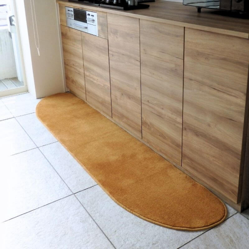 北欧風キッチンマット ラグマットタイプ 45×270cm ゆりかご型 オーカー 抗菌防臭 SEK 織人しきもの屋工房 diw0193