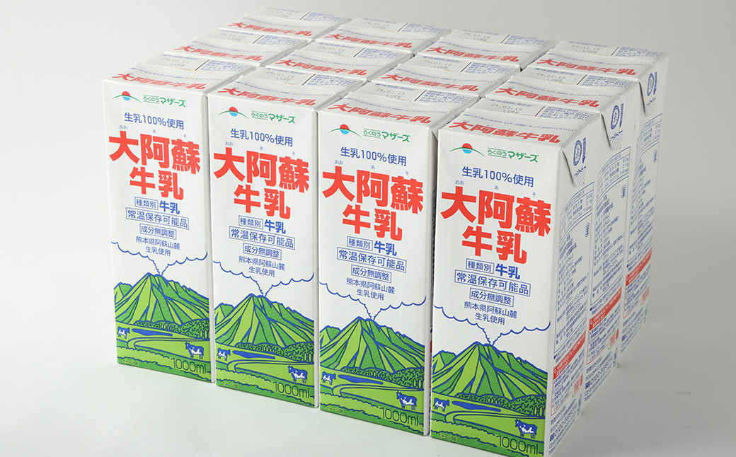 
【6ヶ月定期便】大阿蘇牛乳 1L×12本(×6回) 合計72L らくのうマザーズ 常温保存 成分無調整牛乳 生乳100%使用 乳飲料 乳性飲料 ロングライフ 長期保存 送料無料
