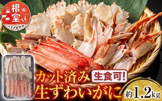 B-11099【年内配送可】  生食可！カット済み生ずわいがに約1.2kg(お刺身・焼きガニ・カニ鍋等)