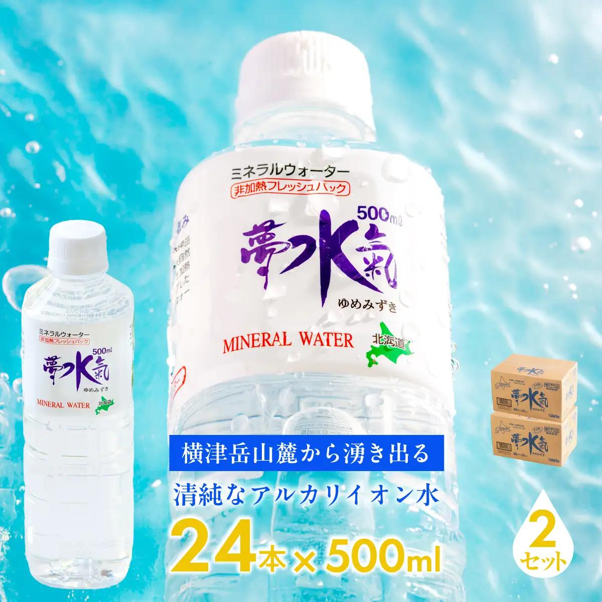 ミネラルウォーター夢水氣（500ml×24本）2セット 天然アルカリイオン水 NABI008
