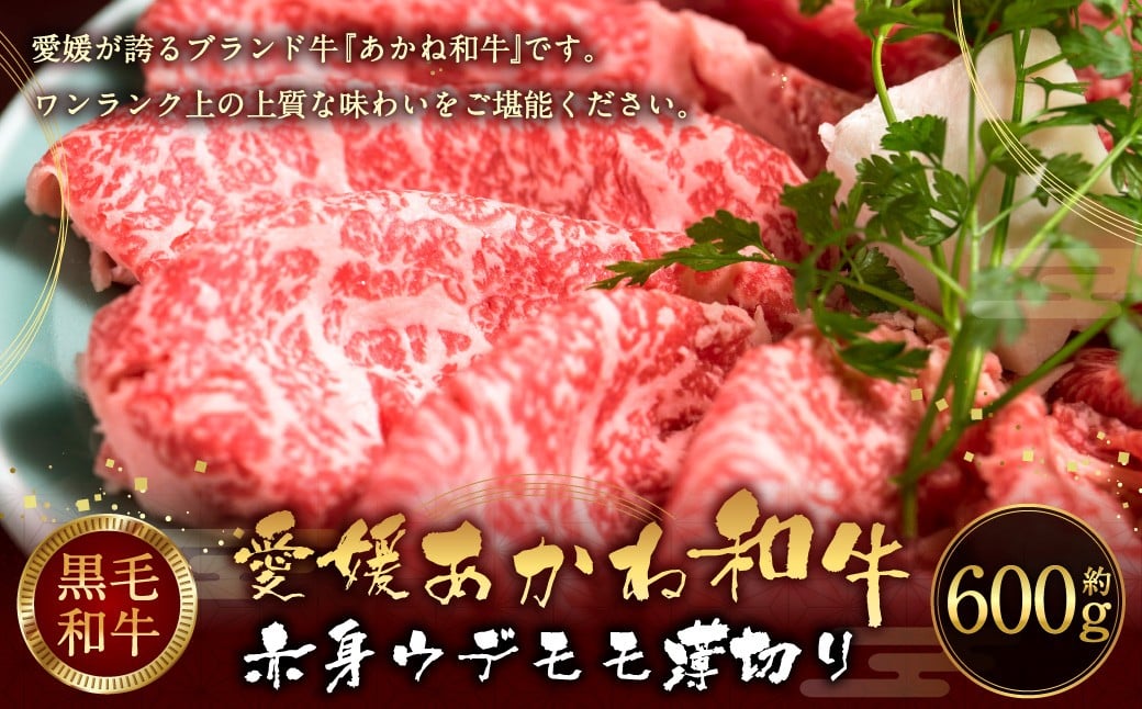
            愛媛あかね和牛 赤身ウデモモ薄切り（すき焼き・しゃぶしゃぶ用）約600g 肉 お肉 【えひめの町（超）推し！（松前町）】（745）
          
