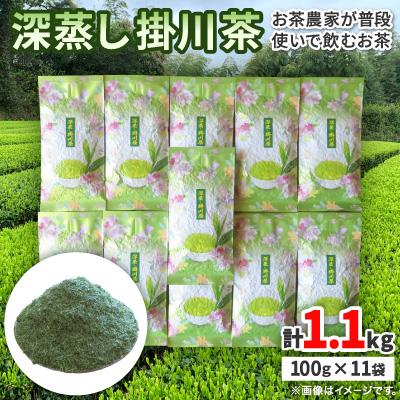ふるさと納税 掛川市 【産地直送】お茶農家が普段使いで飲むお茶　静岡県掛川市産100%　100g×11袋　合計1.1kg