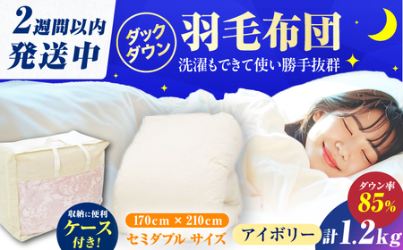 【訳あり】【冬用】セミダブル掛け布団 羽毛1.2kg アイボリー / 布団 [AFAO033]
