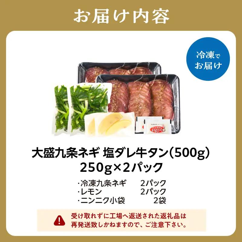 【お中元ギフト】【大盛九条ネギ】塩ダレ牛タン500g ≪7月1日～8月15日の期間に発送≫ タン タン タン 093-02-C