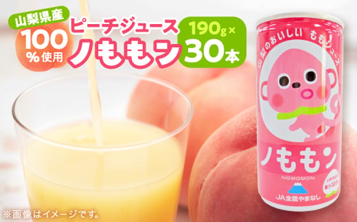 ピーチジュース(ノももン)_ジュース ピーチジュース 桃 もも モモ ピーチ ノももン のももん 桃ジュース 果実飲料 飲料 飲み物 ソフトドリンク 濃縮還元 加糖 缶 190g×30本 山梨県 ギフト プレゼント 送料無料【1202552】