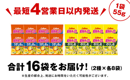 カルビーポテトチップス 2種セット うすしお・のりしお 各8袋 《北海道工場製造》