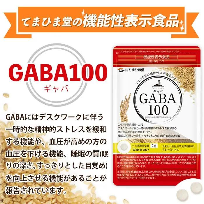 No.1294 ＜機能性表示食品＞GABA100(1袋 62粒入り)  鹿児島 日置市 健康食品 サプリ 栄養バランス 食生活 安心安全 デスクワーク ストレス緩和 高血圧 定期便 頒布会 サプリメン