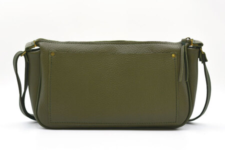 益子の革工房maharoのラウンドショルダーバッグ（M）オリーブグリーン｜栃木県 益子町 ふるさと納税 ショルダーバッグ バッグ 牛革 手作り (AX116-4)