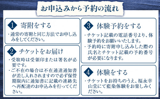 【予約制】福永幸山堂の藍染体験 ハンカチ体験チケット ペア体験チケット 福永幸山堂《30日以内に出荷予定(土日祝除く)》熊本県 ---sm_kouaihan_30d_23_12500_2p---