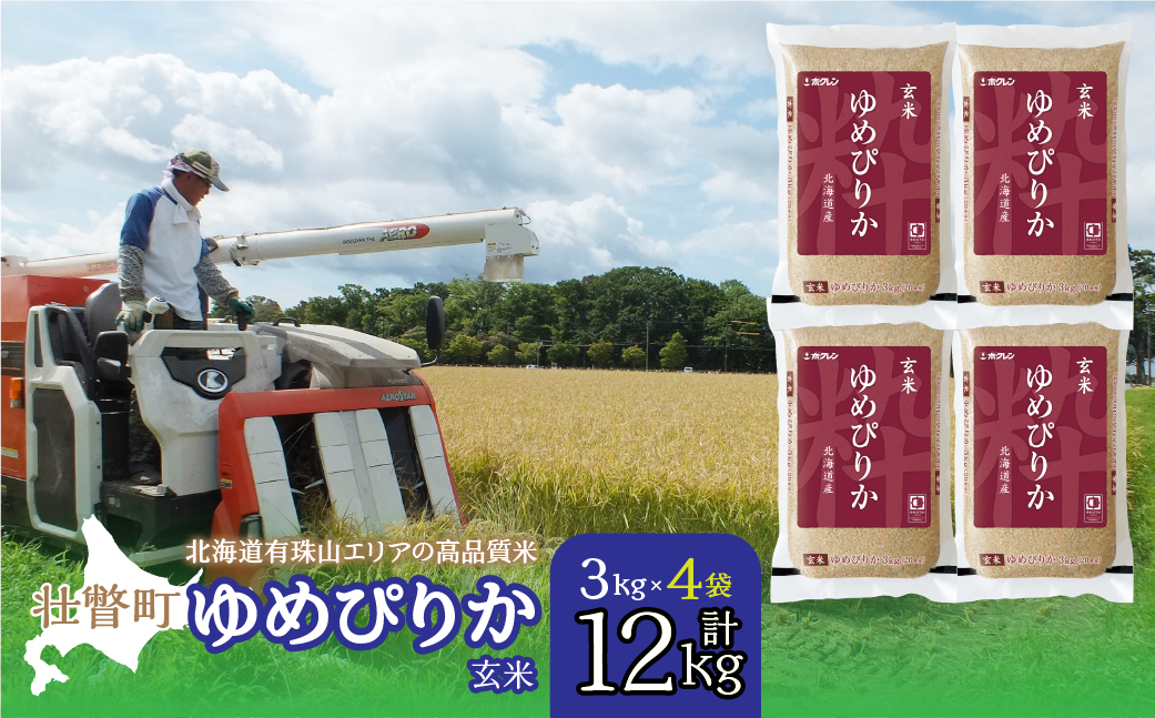 【令和6年産】（玄米12kg）ホクレンゆめぴりか（3kg×4袋） SBTD076