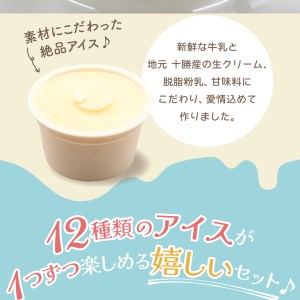 北海道十勝芽室町 12種類の味が楽しめる 安定剤不使用 カップアイスクリーム me008-002c