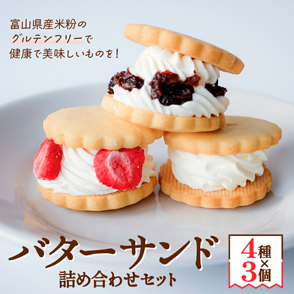 【ふるさと納税】バターサンド 4種×3個 詰め合わせセット バターサンド 洋菓子 バタークリーム グルテンフリー 米粉 食べ比べ 富山県 氷見市