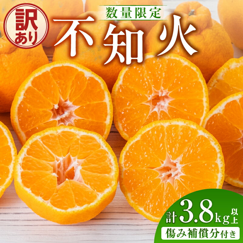 【ふるさと納税】先行予約 訳あり 不知火 計3.8kg以上 傷み補償分付き 令和8年発送 期間限定 数量限定 フルーツ 果物 くだもの みかん オレンジ 柑橘 デザート ジュース おやつ 国産 食品 不揃い 傷 規格外 訳アリ 家庭用 おすそ分け おすすめ 宮崎県 日南市 送料無料