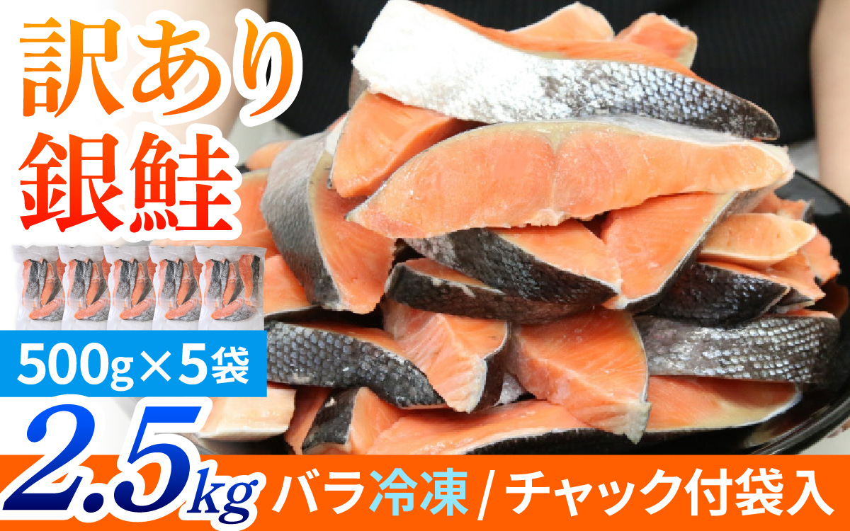 【BM06】【訳あり】塩銀鮭 切身 2.5kg(500g×5パック)