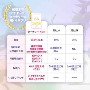 ターナリ―NMN（60粒入パウチ）×４袋【エイジングケア 高純度 健康維持 毎日習慣 国内工場 緑黄色野菜 ビタミンA ビタミンC ビタミンE NAD 美容 健康 カプセル 静岡 伊豆　RNA NMN