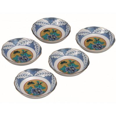 ふるさと納税 能美市 K9-36九谷焼　3.2号皿揃　吉田屋牡丹(5枚セット)