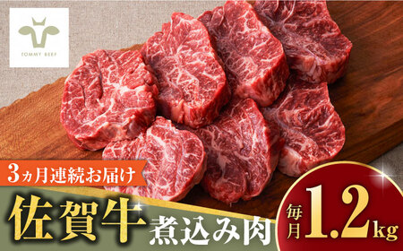 【10月1日金額改定予定！】【牧場直送】【全3回定期便】佐賀牛煮込み肉 計3.6kg（400g×3パック×3回） / 希少部位 ブランド牛 和牛 黒毛和牛 / 佐賀県/有限会社佐賀セントラル牧場[41ASAA173]