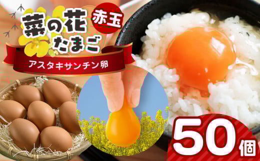 2週間以内に発送  新鮮 【 赤玉 50個 】君津市産 菜の花エッグ アスタキサンチン 菜の花たまご | 早く届く すぐ すぐ発送 卵 たまご タマゴ　鶏卵 玉子 赤 こだわり 卵かけご飯 たまご焼き オムレツ とろける お菓子作り 新鮮 食卓 オススメ 千葉県 君津市 きみつ
