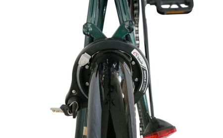 ノーパンク 折りたたみ自転車 20インチ VELETA SHIMANO6段変速 ブラック 空気入れ不要 前カゴ・LEDライト付 パンクしない｜武田産業 フォールディングバイク 人気返礼品 通勤 通学 