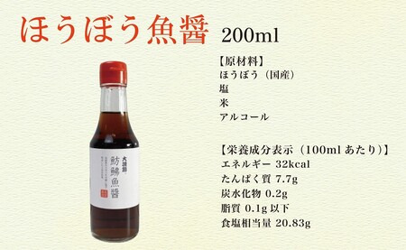 魚醤 2種セット アレルギー品目なし 合計 3本 鯛魚醤 2本 ほうぼう魚醤 1本 魚 醤油 調味料 ナンプラー 旨味 出汁 しょっつる 味噌汁 塩 だし タレ まぐろ たい 千葉県 銚子市 本宮商店