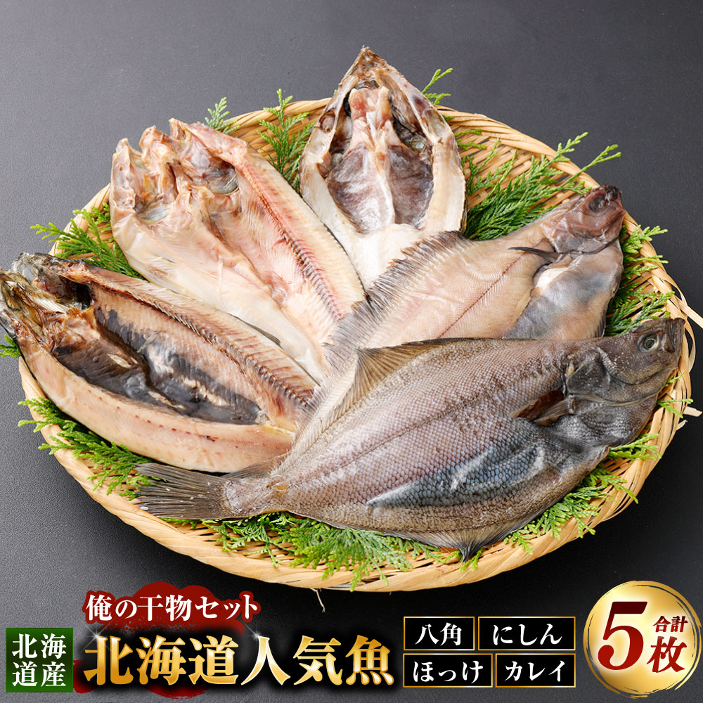 【ふるさと納税】俺の干物セット 北海道人気魚 計5枚 八角・にしん・ほっけ・カレイ 干物 ひもの 八角 ハッカク にしん 鰊 ニシン ほっけ ホッケ カレイ 魚 さかな 魚介類 水産物 ごはんのお供 ご飯のお供 お酒のお供 おつまみ 冷凍 国産 北海道 釧路市 送料無料