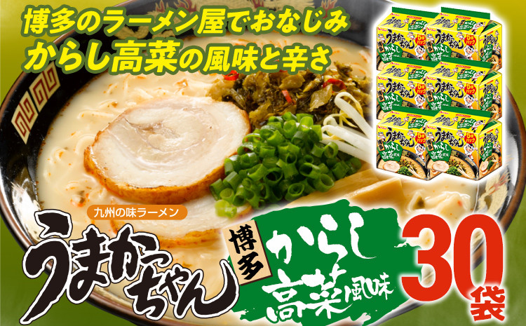 
            うまかっちゃん 【30袋】 豚骨ラーメン とんこつ 豚骨 辛子高菜 高菜 袋麺 インスタント 即席 即席ラーメン 常備 個包装 小分け パック 夜食 博多 福岡県 福岡 九州 グルメ お取り寄せ
          
