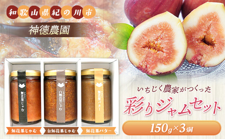 いちじくジャム 3種 詰め合わせ（150g×3個） 神徳農園 《90日以内に出荷予定(土日祝除く)》 和歌山県 紀の川市 無花果 いちじく イチジク ジャム セット 詰合せ