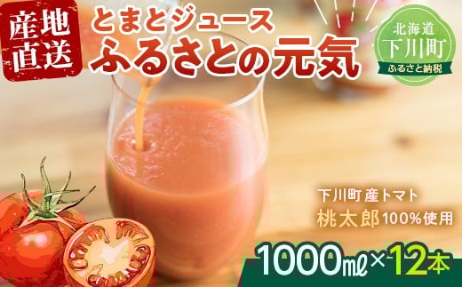 
とまとジュース「ふるさとの元気」1ℓ 12本入 トマト 野菜 やさい 故郷 ふるさと 納税 国産 北海道産 北海道 下川町 F4G-0169
