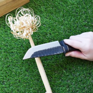 [山人] 槌目鉈ナイフ モーガンレザー 牛革ケース付 キャンプ用ナイフ アウトドア用鉈 鉈 ナイフ 薪割り鉈 焚火鉈【083S003】