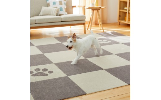 
                  【選べるカラー】 洗えるジョイントペットマット 45×45cm パウ&ボーン 6枚組 ピタペトモ 犬・猫用
                