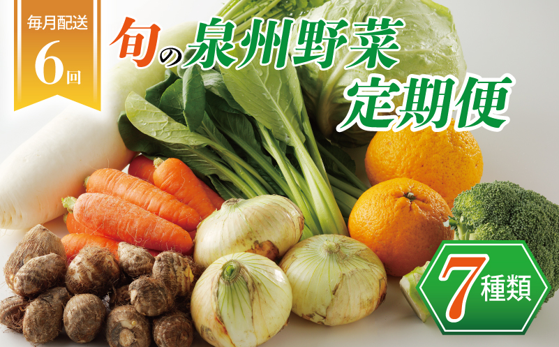 泉州野菜 定期便 7種類×全6回【毎月配送 国産 野菜 やさい 詰め合わせ セット 新鮮 旬 ええもん ていきびん 大阪 泉佐野 大阪府 泉佐野市】