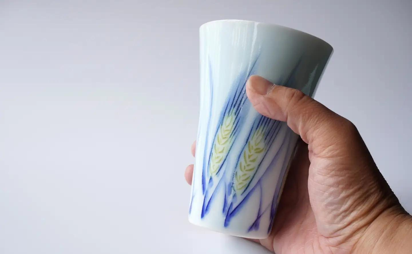 有田焼 麦ゆらぐフリーカップ【晩香窯 庄健】食器 うつわ 器 シンプル 上品 絵付け fv002