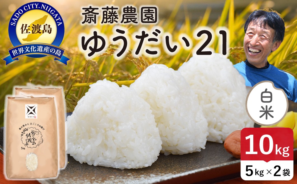 
                  佐渡島産ゆうだい21 白米 10kg（5kg×2袋） 令和7年産 単一原料米 | 新潟県産ゆうだい21 新潟産ゆうだい21 佐渡産ゆうだい21 ゆうだい21 お米 米 白米 精米 おこめ コメ 10キロ にいがた さど 新潟県 佐渡市
                