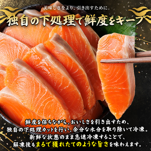 生活応援 サーモン切り落とし5枚付き！生食用 サーモン ブロック(計1kg・250g×4P) 小分け冷凍 魚 【AW-100】【丸正水産】